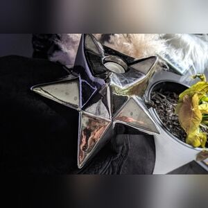 Chrome Geometric Star Candle Holder